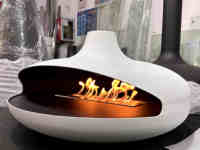 Cheminée à éthanol autoportante PANSEE Flying Saucer 600-1200MM en acier au carbone, chauffage à l'alcool, décorative et personnalisable pour l'intérieur