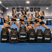 Sac à dos de cheerleading bohème noir personnalisé avec paillettes, compartiment à chaussures et logo d'équipe en strass pour les équipes de cheerleading et de danse féminines