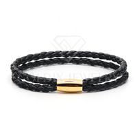 Bracelets unisexes DOLDIX faits à la main en cuir véritable, double anneau en peau d'agneau, fermoir magnétique en acier inoxydable, tendance géométrique