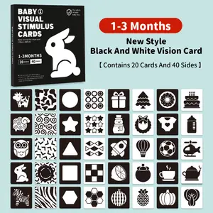 Flashcard para bebés de alto contraste, tarjeta de actividad de aprendizaje de estimulación Visual colorida en blanco y negro para bebés de 0-3-6-12-36 <span class=keywords><strong>meses</strong></span> - Product Image 5