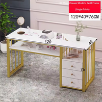 Ensemble de table et chaises de manucure modernes en MDF texturé marbre, mobilier de salon, table et chaises de manucure à structure métallique, pour salons de manucure