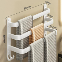 Porte-serviettes blanc sans perçage, double couche, auto-adhésif, à fixer au mur pour la salle de bain