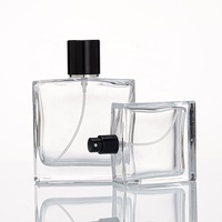 Botol Parfum Kaca Bening Persegi Mewah ALKA 50ml & 100ml dengan Semprotan Pompa Hitam