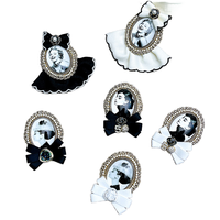 Broche rétro portrait Marilyn Monroe Audrey Hepburn, broche à nœud noir et blanc avec perle pour femme, bijoux