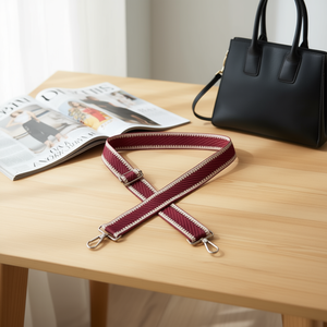 Correa de cincha de 4 cm color granate para bolso con hebilla metálica y ganchos - Product Image 2