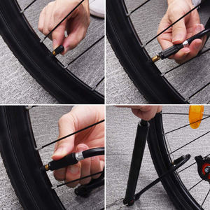 Pompe à main portable pour <span class=keywords><strong>vélo</strong></span> miniature, pompe à pied pour <span class=keywords><strong>vélo</strong></span> de montagne et de route avec manomètre, pompe à air portable pour ballon et pneu de sol - Product Image 6