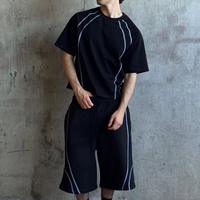 Ensemble T-shirts et shorts surdimensionnés respirants imprimés sur mesure pour hommes – Survêtement décontracté d'été coupe courte et ample