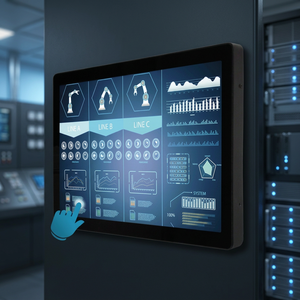หน้าจอสัมผัสอุตสาหกรรม HMI แผงควบคุม PLC สำหรับระบบตรวจสอบสายการผลิต B C บริษัท ไฮเนส ไมโครอิเล็กทรอนิกส์ จำกัด ฮาร์ดดิสก์ 250GB แรม 8/16GB - Product Image 3
