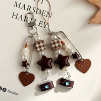 Pendentif de sac original fait main de style vintage en Lycra, plastique/résine, avec perles en forme de cœur, porte-clés créatif, chaîne de suspension CCD