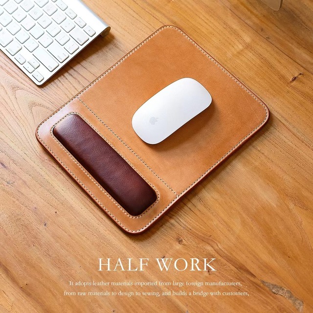 Handmade Thickened Soft Leather Mouse Pad with Wrist Rest Minimalist Design Round/Square Shape