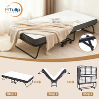 Structure stable, dossier réglable, gain de place, cadre de lit pliant en métal, matelas en mousse à mémoire de forme, lit pliant moderne