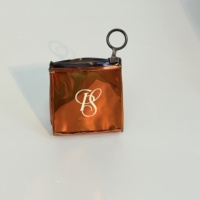 Sac de rangement portable en PVC marron avec fermeture éclair, mini pochette cosmétique, porte-monnaie, étui à rouge à lèvres, boucles d'oreilles, bijoux, porte-clés, logo personnalisé