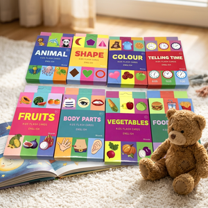 Cartes Flash pour Enfants - Ensemble d'Apprentissage de l'Anglais : Formes d'Animaux, Couleurs, Découvrir l'Heure, Fruits, Parties du Corps, Légumes, Aliments, Boissons - Product Image 2