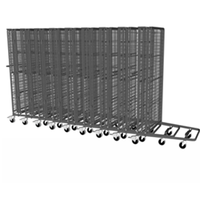 Transport pliant treillis métallique pliable grande capacité cueillette chariot à 4 côtés pour entrepôt