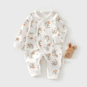 Combinaison pour bébé en coton pur à manches longues unisexe printemps automne avec motif lapin - Product Image 1