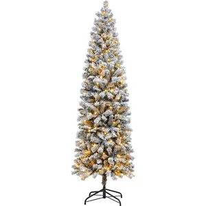 Luxo realista artificial prelit luz neve branca flocked exterior levou árvore de Natal