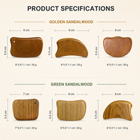 Outil Gua Sha en bois personnalisé vert et bois de santal doré pour massage du visage et du corps, planche de raclage, logo OEM, vente en gros, masseur de beauté pour spa