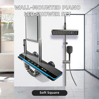 Ensemble de douche thermostatique mural avec affichage numérique LED, pommeau de douche carré haute pression pour salle de bain
