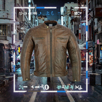 Blouson aviateur en cuir véritable marron pour homme, écologique, col montant, fermeture éclair, pour l'hiver