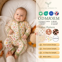 Combinaison bébé en bambou à manches longues avec fermeture éclair latérale, sans pieds, imprimé gourde aquarelle, pour Thanksgiving, faible MOQ, direct usine