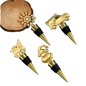 Bouchon de bouteille de vin en métal créatif JB293, cerf amusant et Père Noël, décoration de sapin de Noël, idée cadeau - Product Image 1