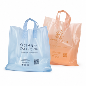 Personalized Low Moq Durable Perfect Retail And Grocery Store Branding Plastic Wide Bottom Shopping <b>Bag</b> - Product Image 1