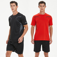 Ensemble de survêtement de football d'été pour hommes 100 % polyester, léger, imprimé par transfert thermique, respirant, à manches courtes