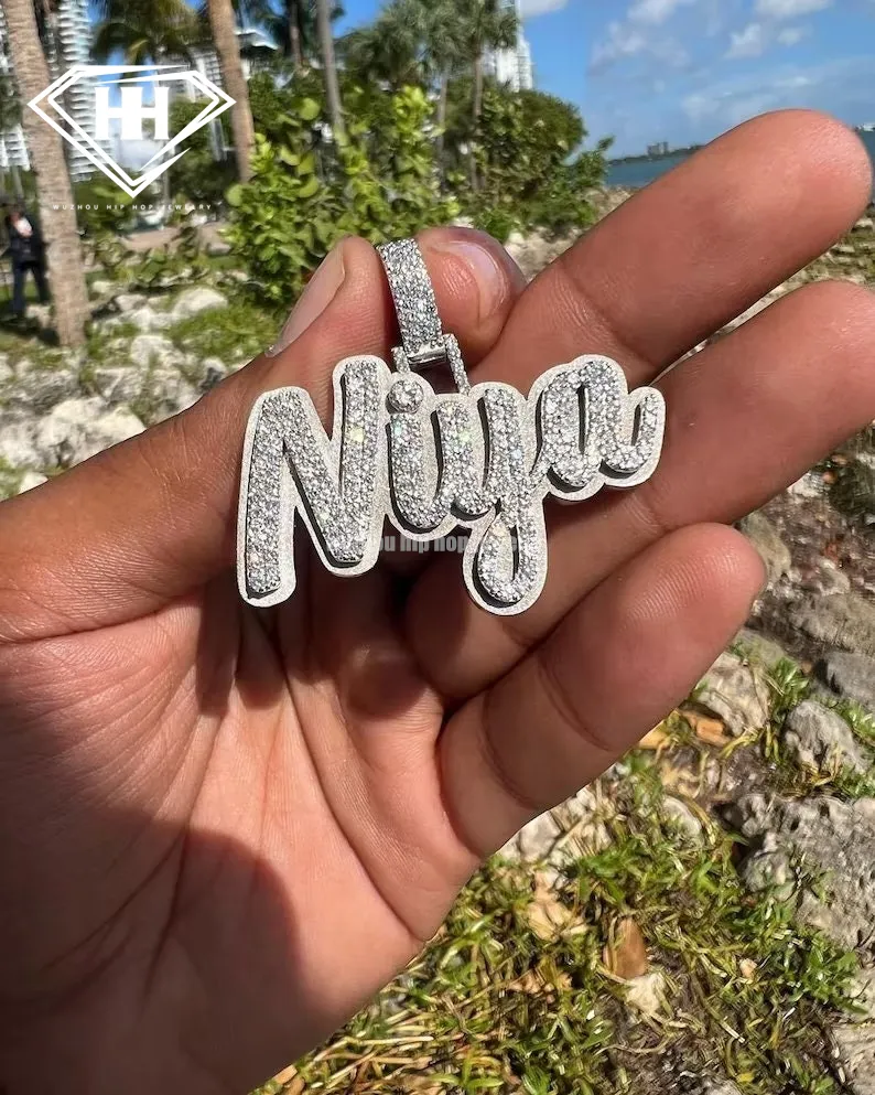 925 кулон из муассанита в стиле хип-хоп из стерлингового серебра для ожерелья