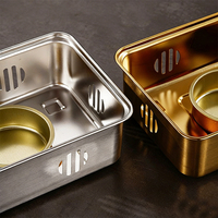 Assiettes de dîner coréennes en acier inoxydable 304 isolées, support métallique sans fumée pour garder les aliments au chaud, 50 pièces