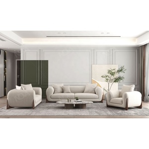 Ensemble de canapés sectionnels en tissu de laine d'agneau <span class=keywords><strong>blanc</strong></span> nordique NOVA, <span class=keywords><strong>fauteuil</strong></span> moderne en bouclette pour salon, utilisation hôtelière <span class=keywords><strong>gonflable</strong></span> - Product Image 5