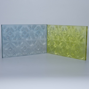 Panneau de verre décoratif stratifié en résine à motif de bulles jaune clair personnalisé pour hôtel, restaurant et décoration de cloisons intérieures - Product Image 4
