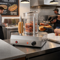 Chauffe-hot-dogs commercial en acier inoxydable 201, 2 barres, cuiseur vapeur à saucisses, chauffe-pains, couvercle en verre, mode éco, contrôle manuel de la température