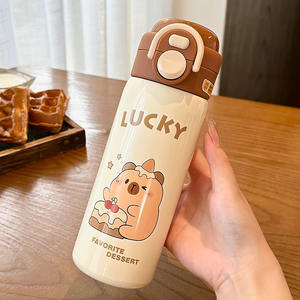 Termo de Acero Inoxidable Lucky Rabbit 316 para Niños, Uso Escolar, Tapa Abatible Portátil con Pajita, Color Azul - Product Image 5