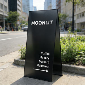 Panneau publicitaire <span class=keywords><strong>en</strong></span> acier inoxydable <span class=keywords><strong>en</strong></span> forme de A pour extérieur, café, boutique, restaurant, devanture de magasin, <span class=keywords><strong>trottoir</strong></span>, panneau durable - Product Image 5