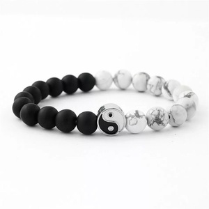 Go2boho MANCHAO Pulsera de Moda Hecha a Mano por el Fabricante Directo con Cuentas, Diseño Yin Yang <span class=keywords><strong>Tai</strong></span> Chi, Turquesa Blanca Mate con Número - Product Image 4