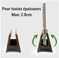 Support pour ordinateur portable en bois de noyer noir, support vertical élégant pour ordinateur, organisateur de bureau, cadeau créatif, accessoire artisanal