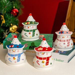 Taza de Cerámica Lelyi con Diseño Navideño de Muñeco de Nieve con Gorro, Creativa, Divertida y de Alta Calidad para Niños y Niñas - Product Image 1