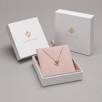 Boîte à bijoux personnalisée avec couvercle rigide et base, insert en velours, emballage de luxe pour collier et bracelet, boîte cadeau