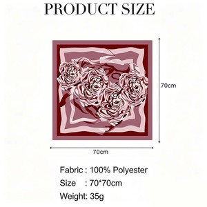 70x70cm Fashion Abstract Rose Print Polyester Satin <b>Square</b> <b>Scarf</b> Modern Floral Neck <b>Scarf</b> for Women Spring Autumn Skin-Friendly - Product Image 6