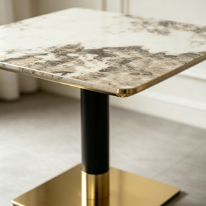 Table basse moderne de luxe minimaliste avec plateau en marbre et base en métal noir, finition dorée, multi-usages, taille personnalisée, meubles de salon - Product Image 2