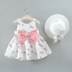 2023 Female Baby Summer Cherry Dresses Infant Toddler Halter Dresses Girls Summer Dresses Girls Skirt