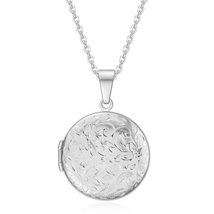 Collier pendentif médaillon rond à motif floral en alliage de zinc, bijou cadeau pour usage quotidien - Product Image 5
