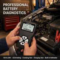 Probador de Baterías Automotrices UDIAG BT208 12V 24V, Analizador Digital de Conductancia, Prueba de Arranque y Carga CCA para Automóviles, Camiones y Motocicletas
