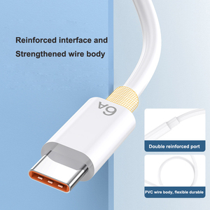 สายชาร์จโทรศัพท์แบบขายส่ง 1 เมตร 3.3 ฟุต 6A สายดาต้า USB-A to C สาย USB-C สำหรับ Xiaomi HUAWEI OPPO <span class=keywords><strong>Samsung</strong></span> พร้อมที่ชาร์จโทรศัพท์แบบเสียบผนัง - Product Image 2