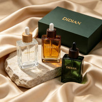 Flacons compte-gouttes de luxe en verre pour huiles essentielles, forme carrée plate ou rectangulaire, avec bouchon en bois de noyer, 15ml, 30ml, 50ml, 100ml, pour huiles corporelles