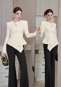 <span class=keywords><strong>Camicia</strong></span> <span class=keywords><strong>Blazer</strong></span> Elegante da Donna Vintage per Autunno e Primavera, Nera a Maniche Lunghe, Stile Business - Product Image 4