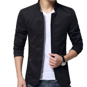 OEM Casual Men's Business Formal <b>Mandarin</b> <b>Collar</b> Waterproof Breathable Motorcycle <b>Jacket</b> Cow Skin Leather Best Quality Men - Product Image 3