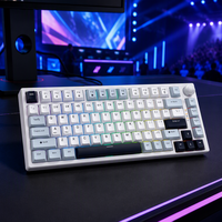Nouveau modèle Clavier de jeu filaire Type-C 81 touches Rétroéclairage LED arc-en-ciel Touches de couleur assortie avec bouton de volume Clavier ergonomique