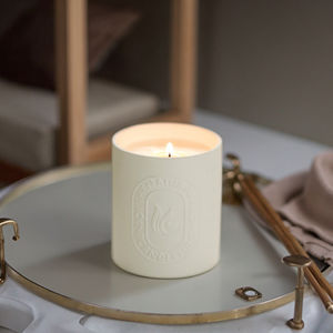 เทียนหอมอโรมา บรรยากาศเรียบง่าย แก้วเซรามิคลายนูน โลโก้ดีไซน์หรูหราทันสมัย ของตกแต่งห้องนอนสุดโรแมนติก แท่งเทียนไขถั่วเหลือง - Product Image 5