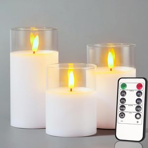 Velas LED de Cristal sin Llama con Control Remoto y Temporizador para Decoración de Fiestas, Bodas y Hogar - Product Image 1